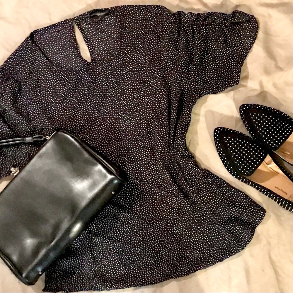 Banana Republic polka dot ruched-sleeve blouse